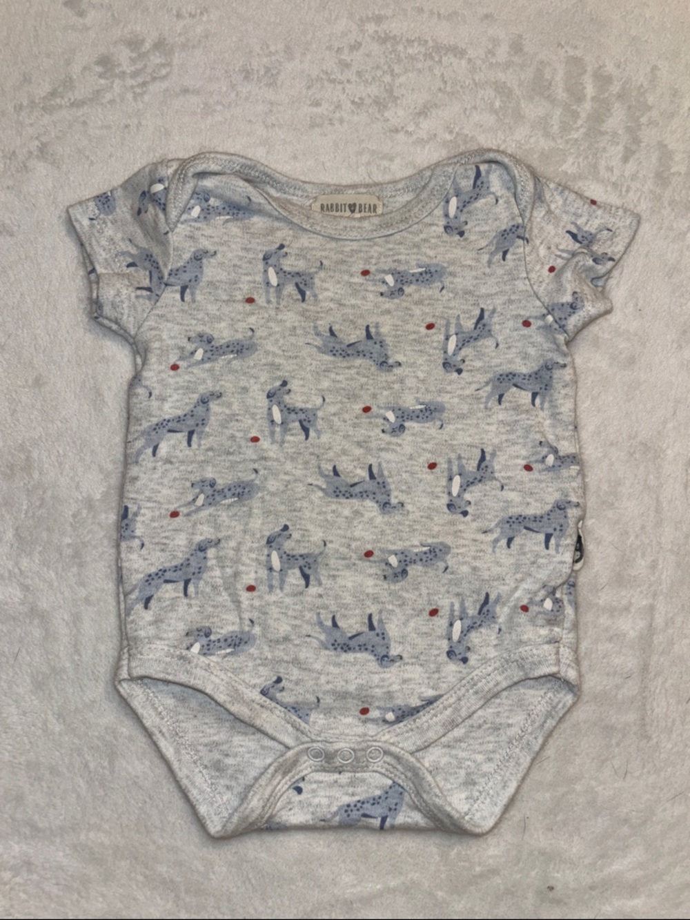(3 for $10) rabbit and bear Light Blue dog-Print Baby Bodysuit